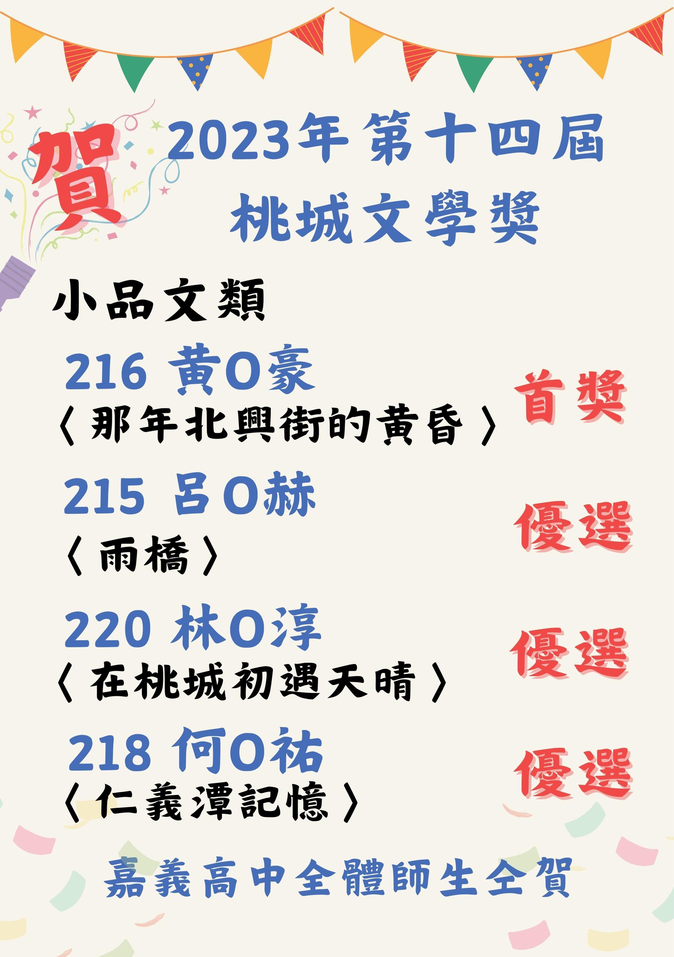 桃城文學佳績
